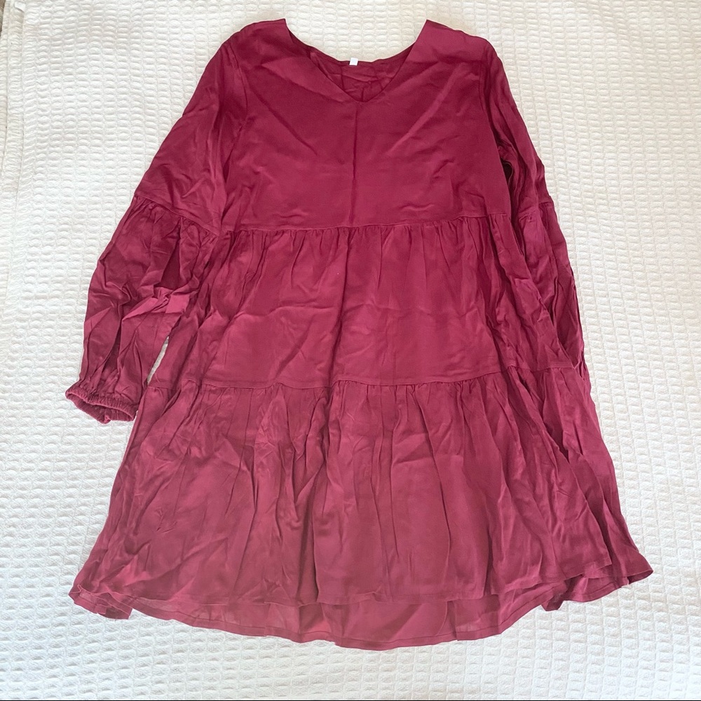Maroon long sleeve rayon dress size Medium